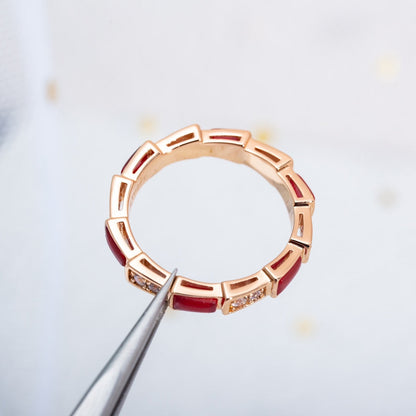[Together Jewelry]SERPENTI RING PINK GOLD CARNELIAN DIAMOND 3MM