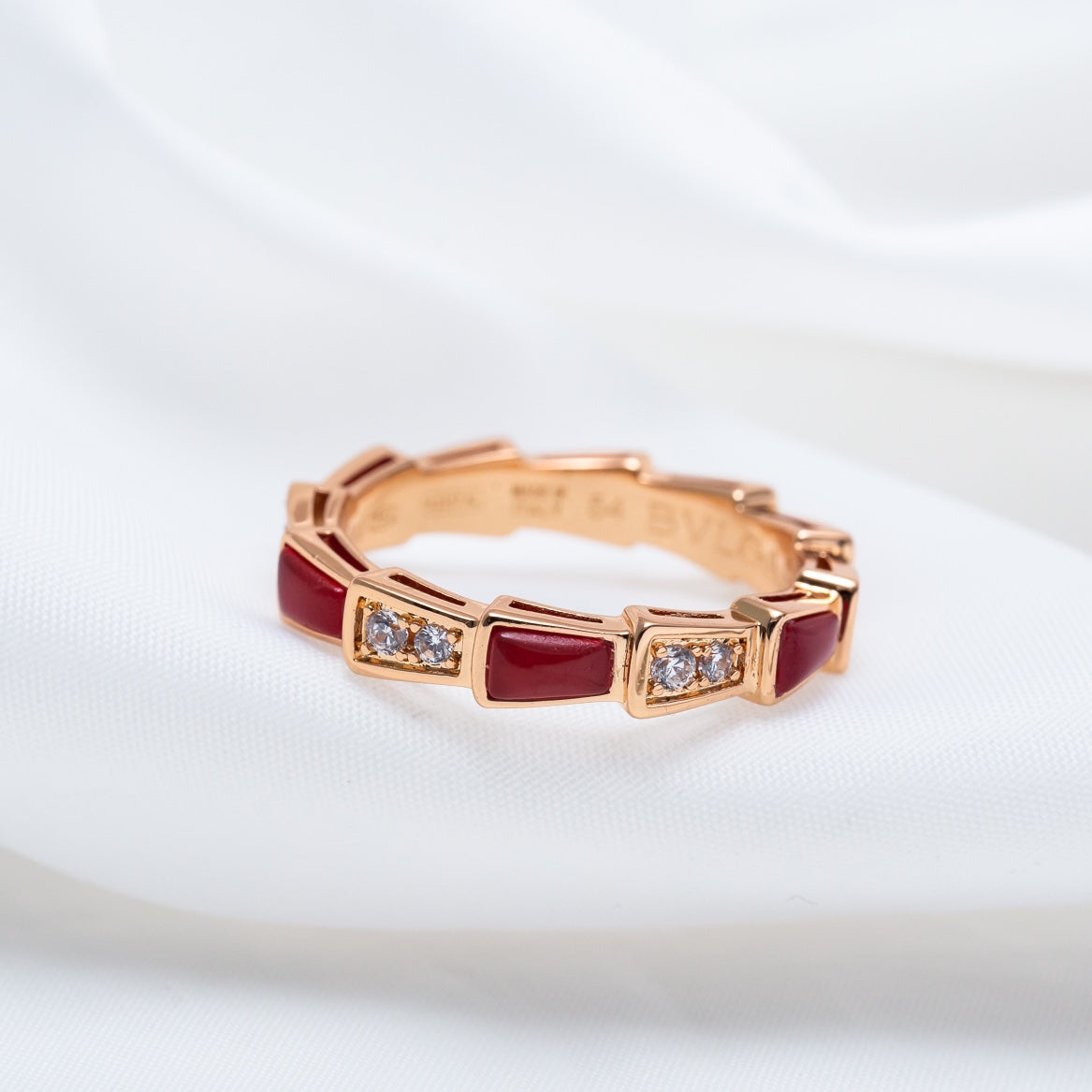 [Together Jewelry]SERPENTI RING PINK GOLD CARNELIAN DIAMOND 3MM