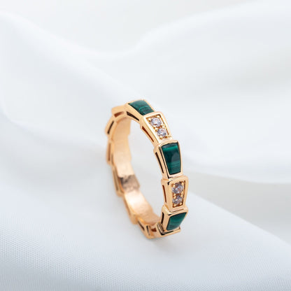 [Together Jewelry]SERPENTI RING PINK GOLD MALACHITE DIAMOND 3MM