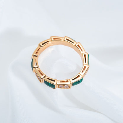 [Together Jewelry]SERPENTI RING PINK GOLD MALACHITE DIAMOND 3MM