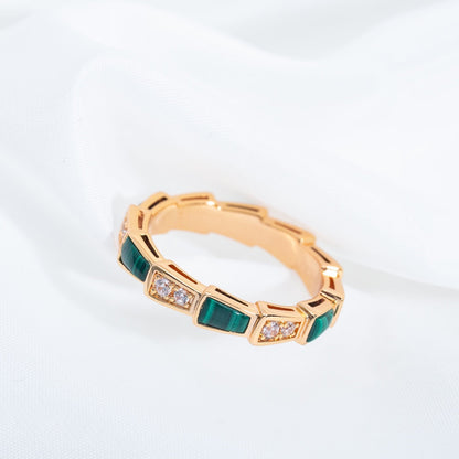 [Together Jewelry]SERPENTI RING PINK GOLD MALACHITE DIAMOND 3MM