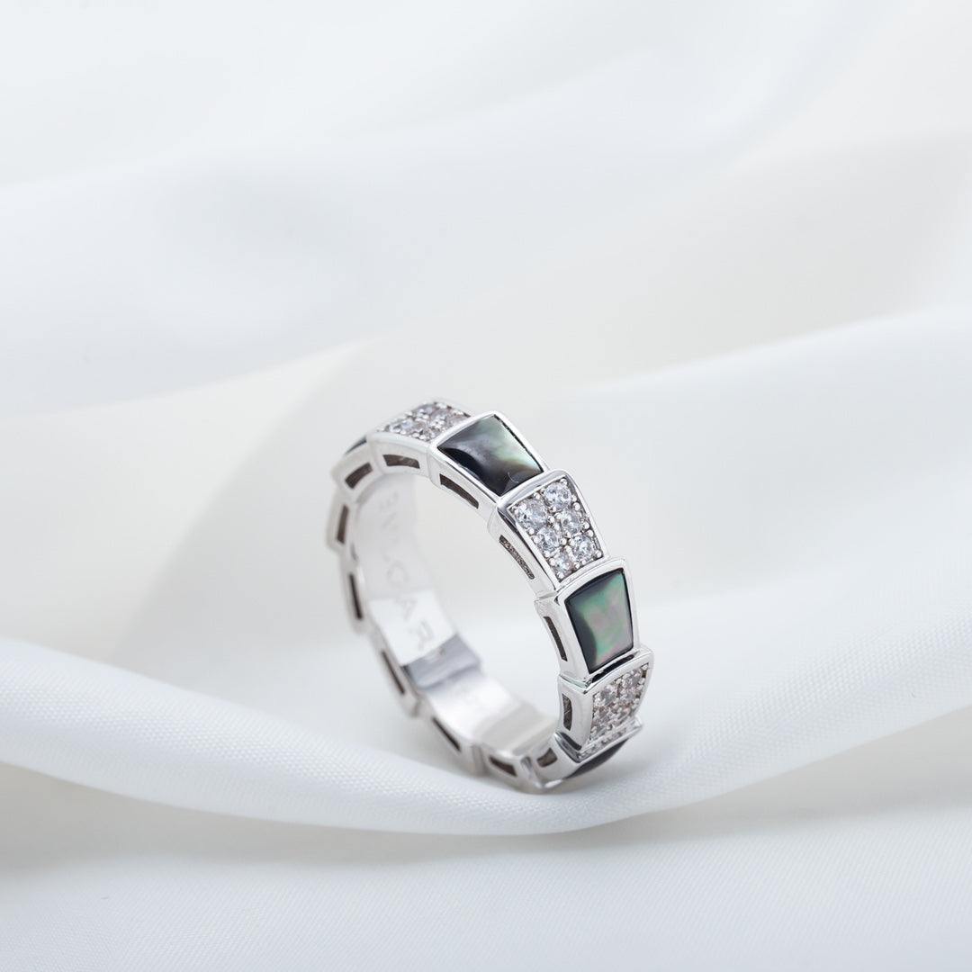[Together Jewelry]SERPENTI RING SILVER DIAMOND BLACK MOP 4MM