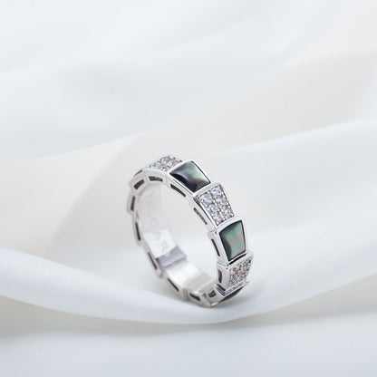 [Together Jewelry]SERPENTI RING SILVER DIAMOND BLACK MOP 4MM