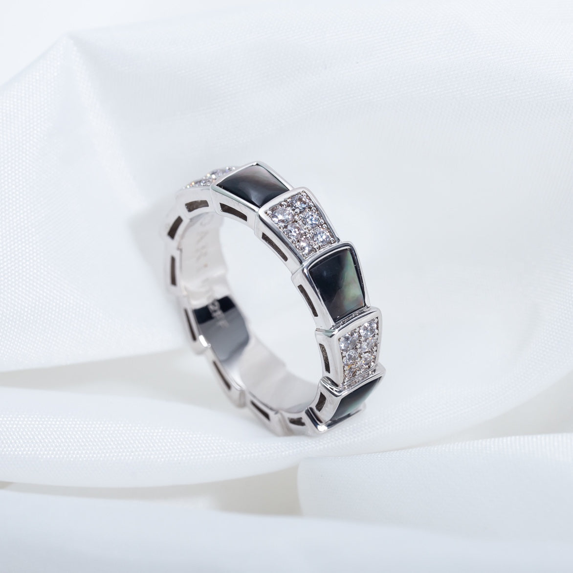 [Together Jewelry]SERPENTI RING SILVER DIAMOND BLACK MOP 4MM