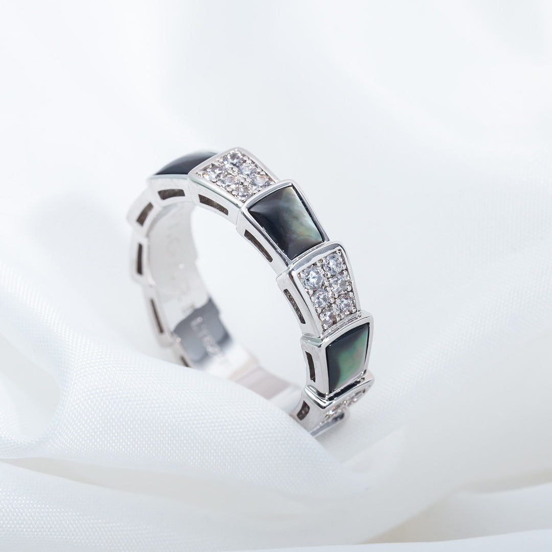 [Together Jewelry]SERPENTI RING SILVER DIAMOND BLACK MOP 4MM