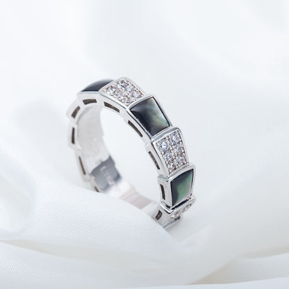 [Together Jewelry]SERPENTI RING SILVER DIAMOND BLACK MOP 4MM