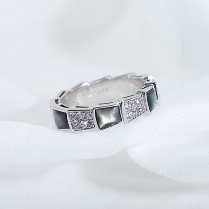 [Together Jewelry]SERPENTI RING SILVER DIAMOND BLACK MOP 4MM