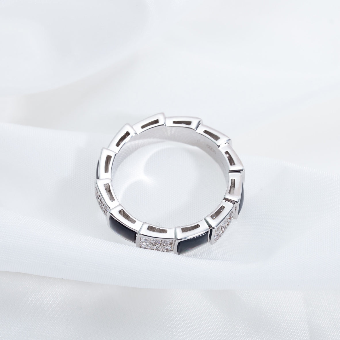 [Together Jewelry]SERPENTI RING SILVER DIAMOND BLACK MOP 4MM