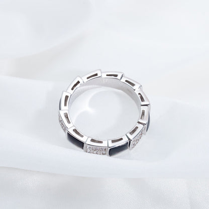 [Together Jewelry]SERPENTI RING SILVER DIAMOND BLACK MOP 4MM