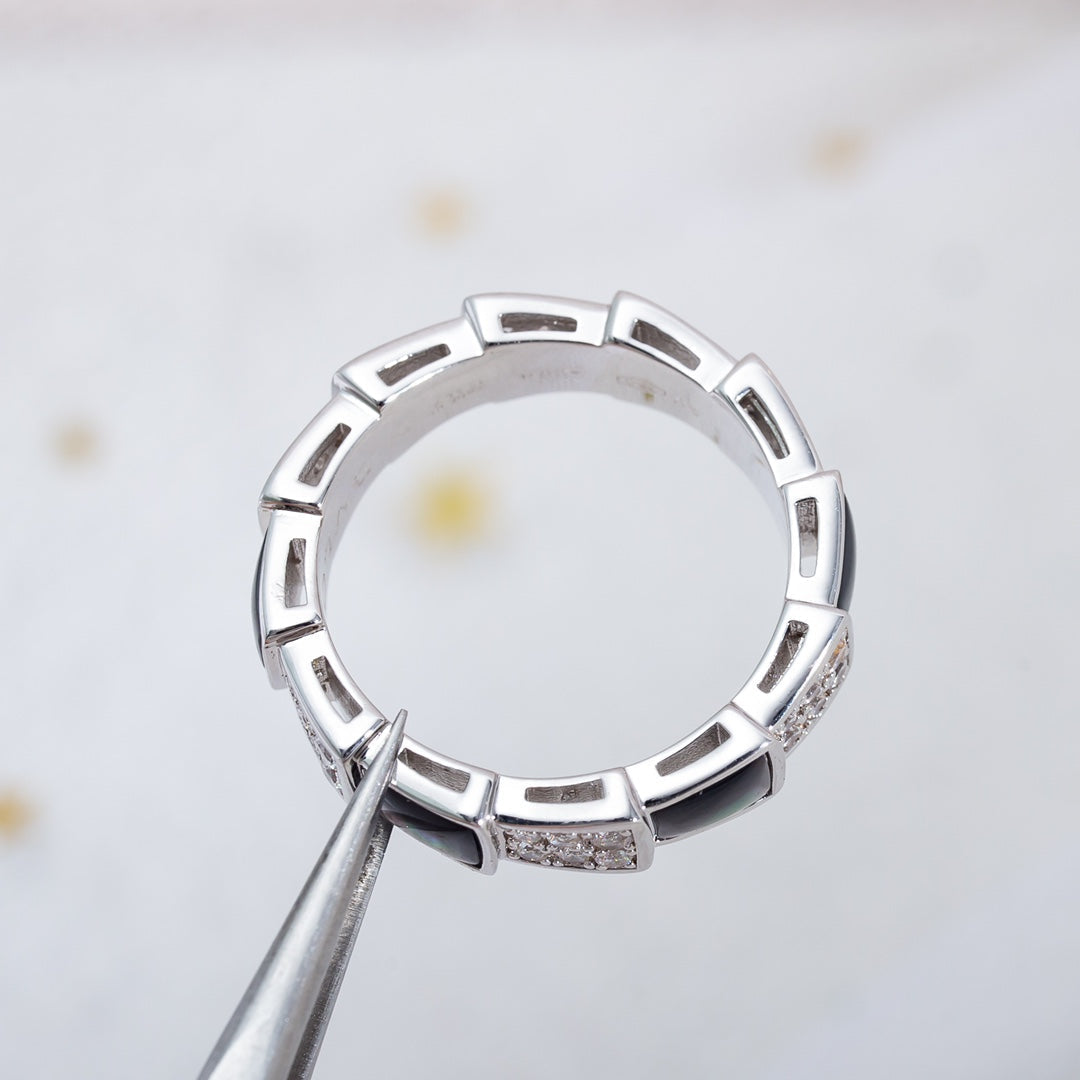 [Together Jewelry]SERPENTI RING SILVER DIAMOND BLACK MOP 4MM