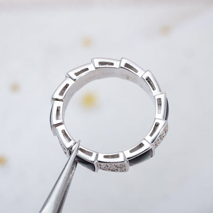 [Together Jewelry]SERPENTI RING SILVER DIAMOND BLACK MOP 4MM
