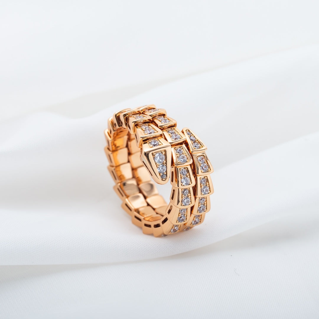 [Together Jewelry]SERPENTI RING PINK GOLD DIAMOND DOUBLE ROW
