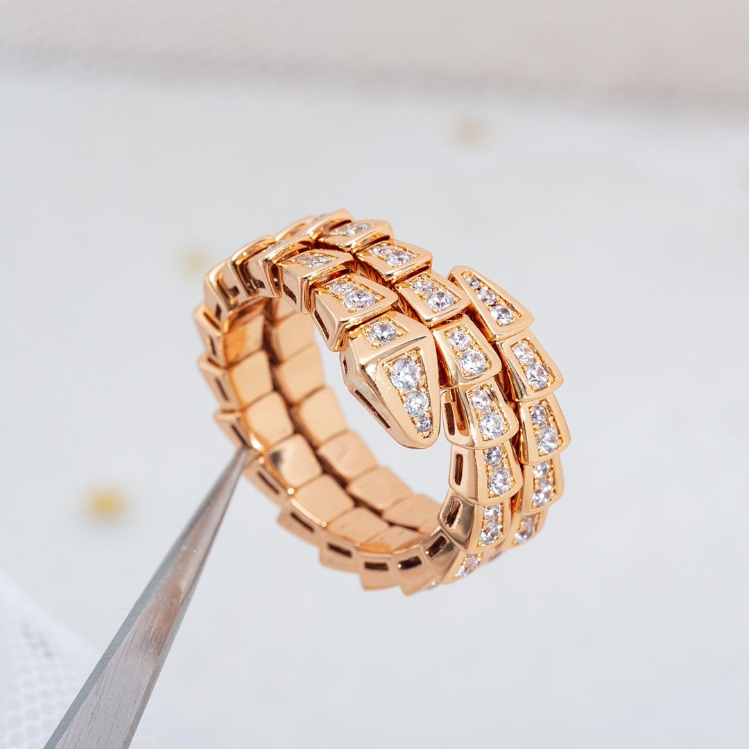 [Together Jewelry]SERPENTI RING PINK GOLD DIAMOND DOUBLE ROW
