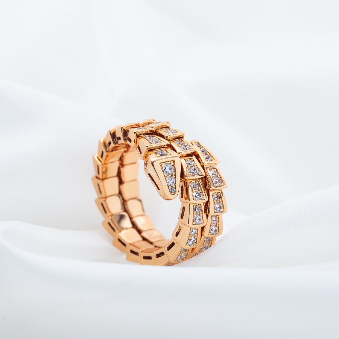 [Together Jewelry]SERPENTI RING PINK GOLD DIAMOND DOUBLE ROW
