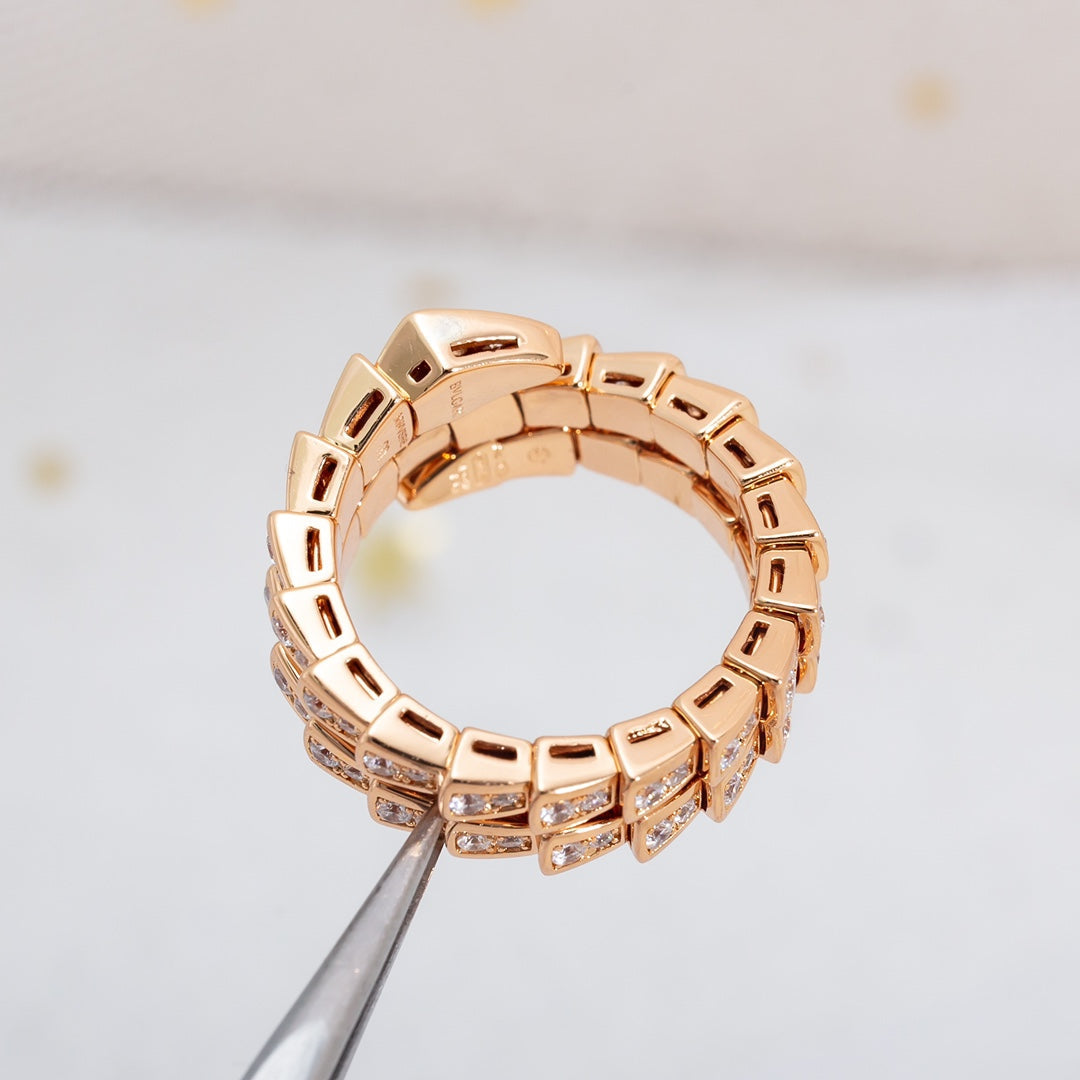 [Together Jewelry]SERPENTI RING PINK GOLD DIAMOND DOUBLE ROW