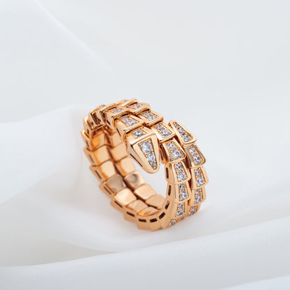 [Together Jewelry]SERPENTI RING PINK GOLD DIAMOND DOUBLE ROW