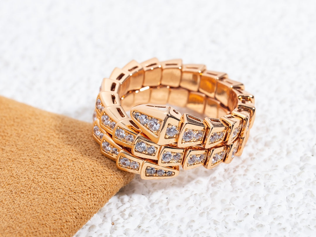 [Together Jewelry]SERPENTI RING PINK GOLD DIAMOND DOUBLE ROW