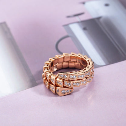 [Together Jewelry]SERPENTI RING PINK GOLD DIAMOND DOUBLE ROW