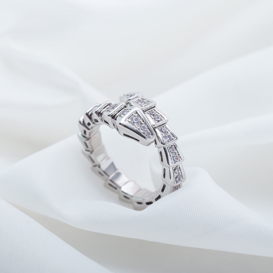 [Together Jewelry]SERPENTI RING SILVER DIAMOND PAVED 4MM