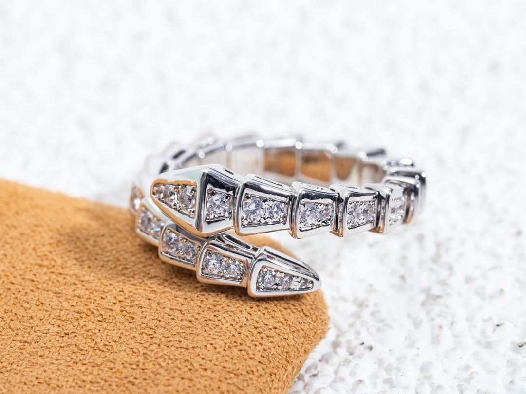 [Together Jewelry]SERPENTI RING SILVER DIAMOND PAVED 4MM