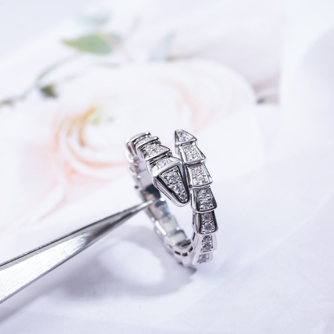 [Together Jewelry]SERPENTI RING SILVER DIAMOND PAVED 4MM