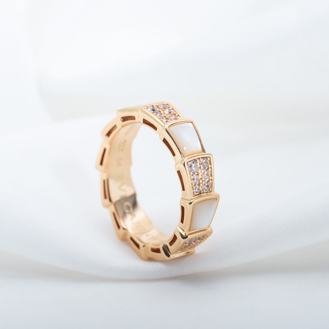 [Together Jewelry]SERPENTI RING PINK GOLD MOP DIAMOND PAVED 4MM