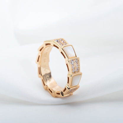 [Together Jewelry]SERPENTI RING PINK GOLD MOP DIAMOND PAVED 4MM