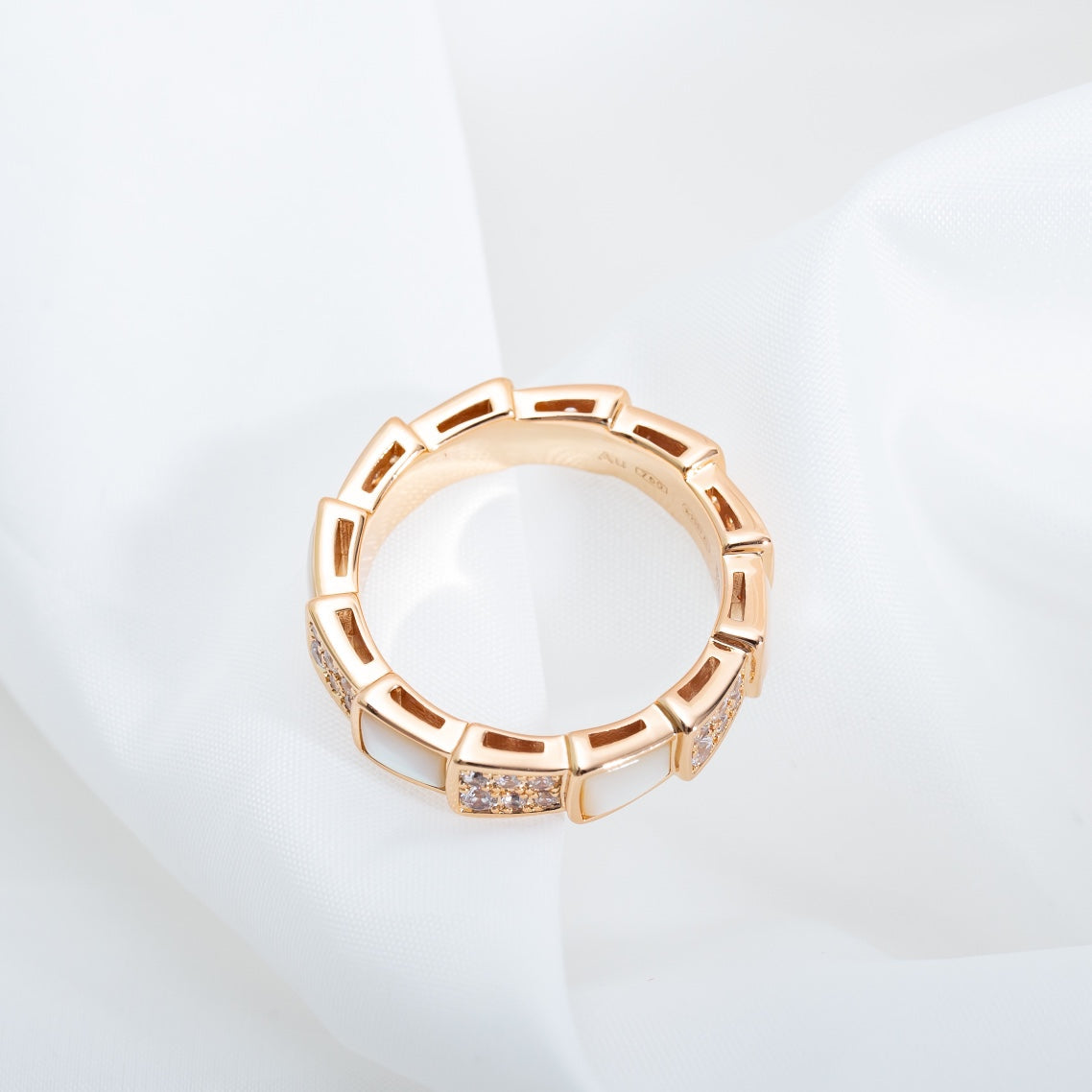 [Together Jewelry]SERPENTI RING PINK GOLD MOP DIAMOND PAVED 4MM