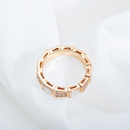 [Together Jewelry]SERPENTI RING PINK GOLD MOP DIAMOND PAVED 4MM
