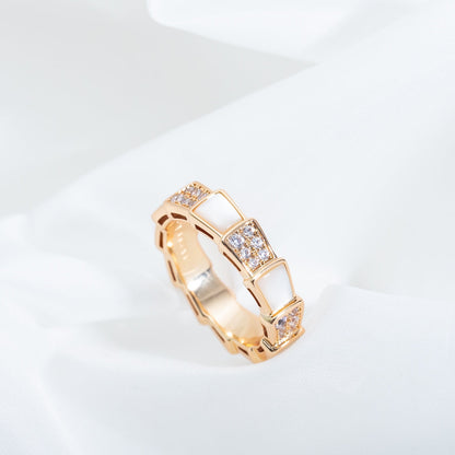[Together Jewelry]SERPENTI RING PINK GOLD MOP DIAMOND PAVED 4MM