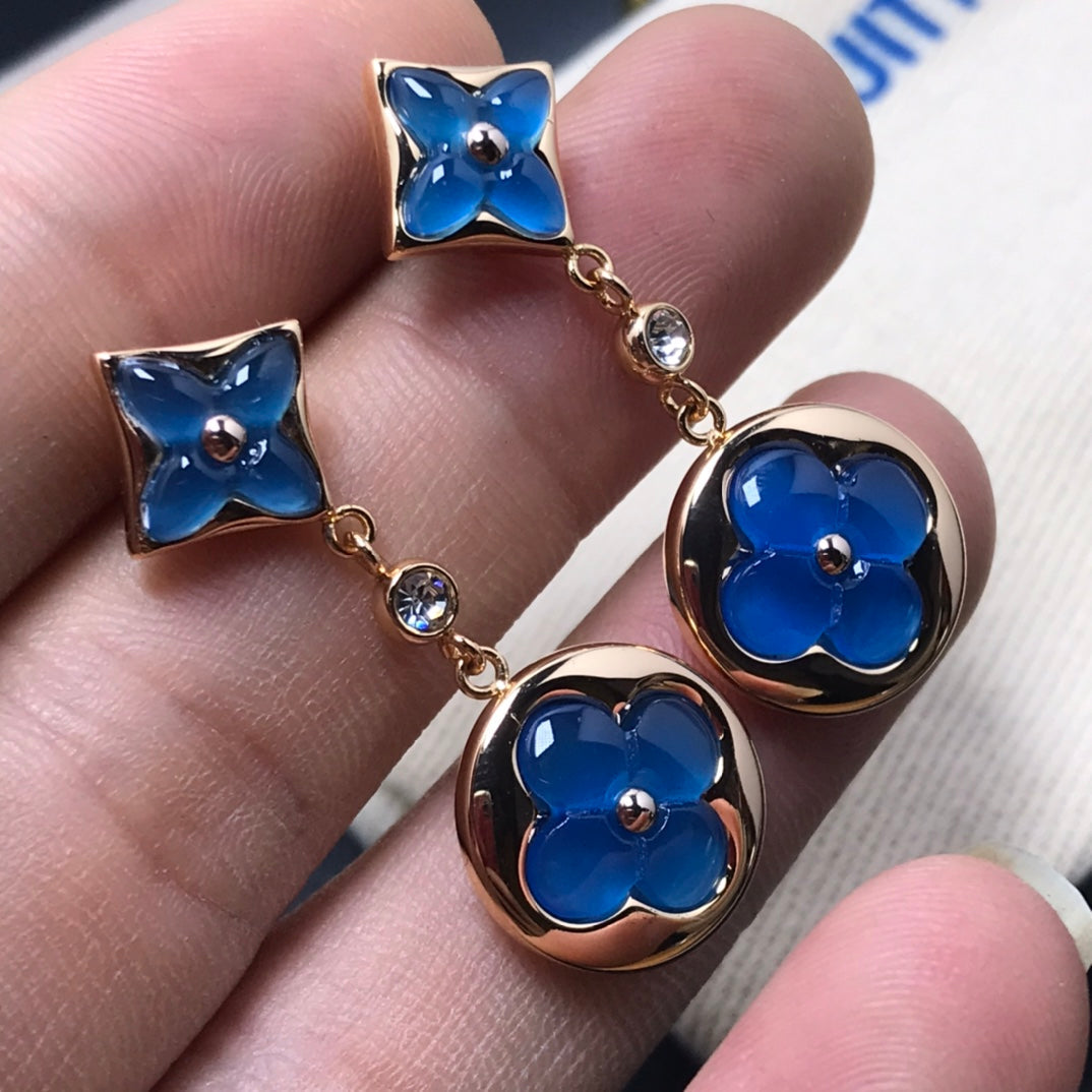 [Together Jewelry]STAR AND SUN AGATE DIAMOND EARRINGS