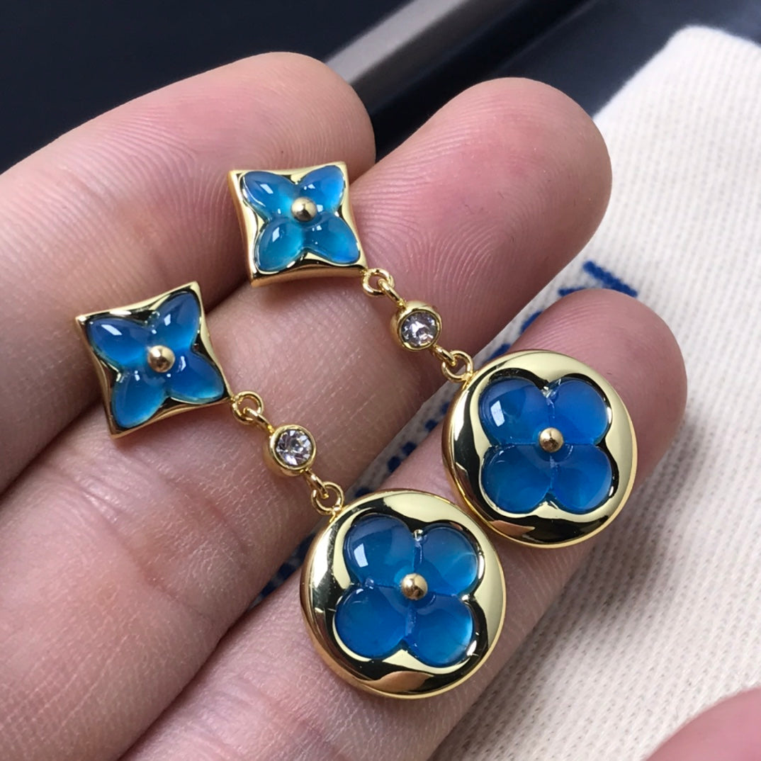 [Together Jewelry]STAR AND SUN AGATE DIAMOND EARRINGS