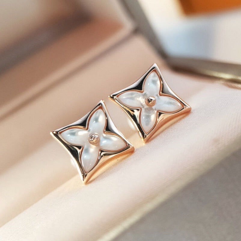 [Together Jewelry]STAR MOP PINK GOLD EARRINGS