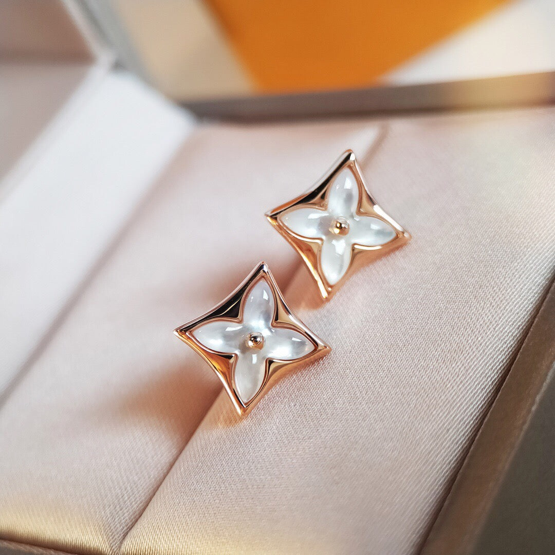 [Together Jewelry]STAR MOP PINK GOLD EARRINGS