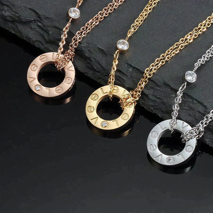 [Together Jewelry]LOVE NECKLACE 16MM 2 DIAMONDS