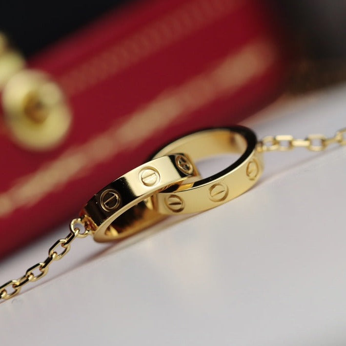 [Together Jewelry]LOVE NECKLACE DOUBLE RING GOLD