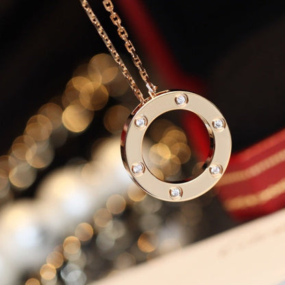 [Together Jewelry]LOVE NECKLACE 16MM 6 DIAMONDS PINK GOLD