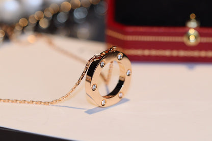 [Together Jewelry]LOVE NECKLACE 16MM 6 DIAMONDS PINK GOLD