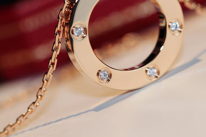 [Together Jewelry]LOVE NECKLACE 16MM 6 DIAMONDS PINK GOLD