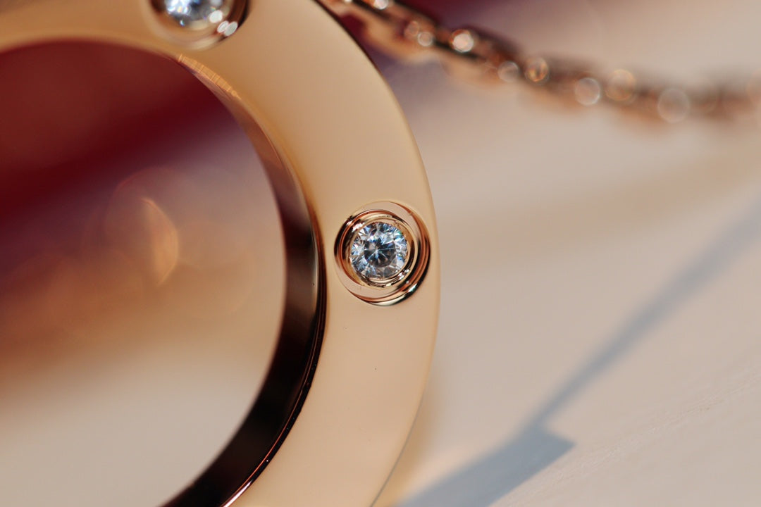 [Together Jewelry]LOVE NECKLACE 16MM 6 DIAMONDS PINK GOLD