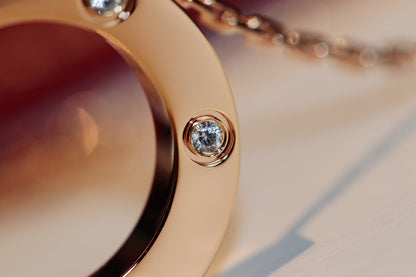 [Together Jewelry]LOVE NECKLACE 16MM 6 DIAMONDS PINK GOLD