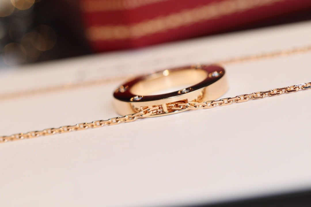 [Together Jewelry]LOVE NECKLACE 16MM 6 DIAMONDS PINK GOLD