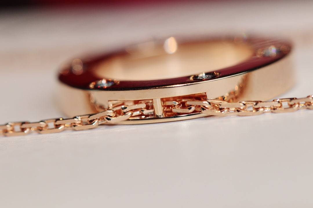 [Together Jewelry]LOVE NECKLACE 16MM 6 DIAMONDS PINK GOLD