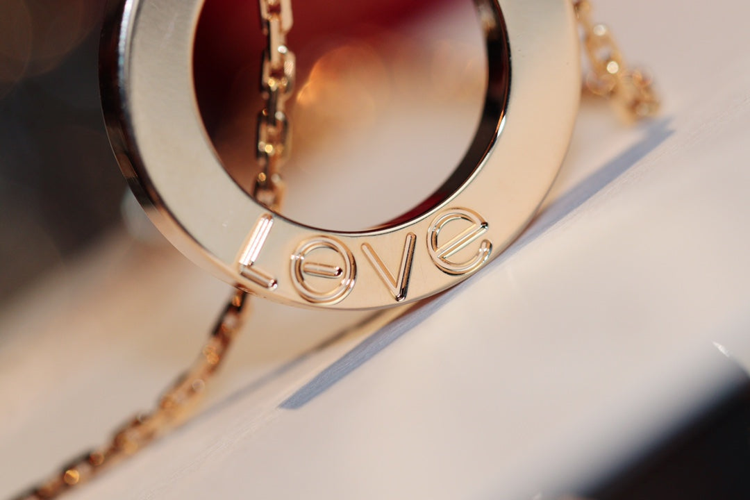 [Together Jewelry]LOVE NECKLACE 16MM 6 DIAMONDS PINK GOLD