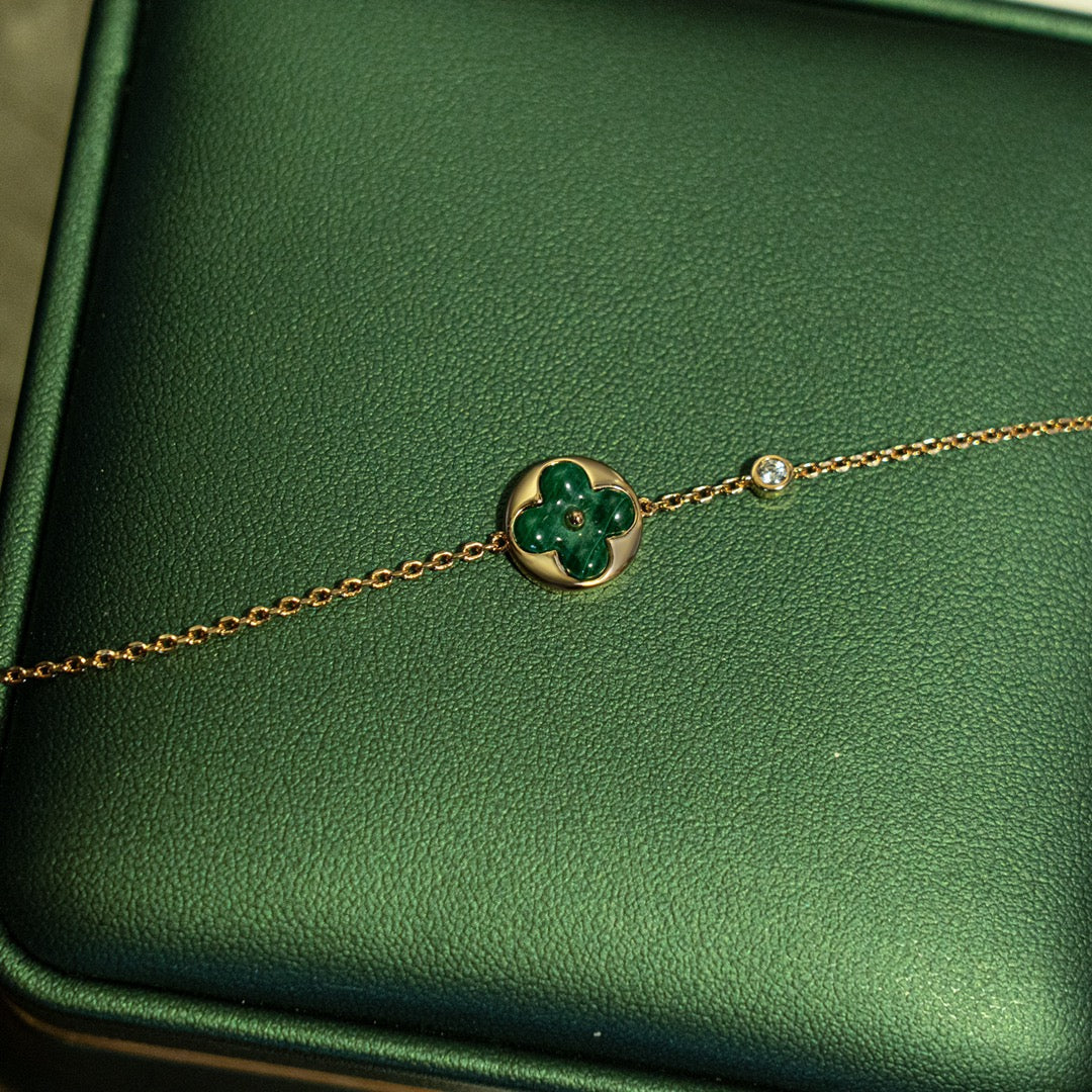 [Together Jewelry]SUN MALACHITE 1 DIAMOND PINK GOLD BRACELET