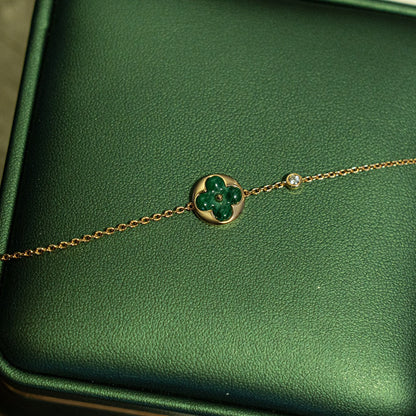 [Together Jewelry]SUN MALACHITE 1 DIAMOND PINK GOLD BRACELET