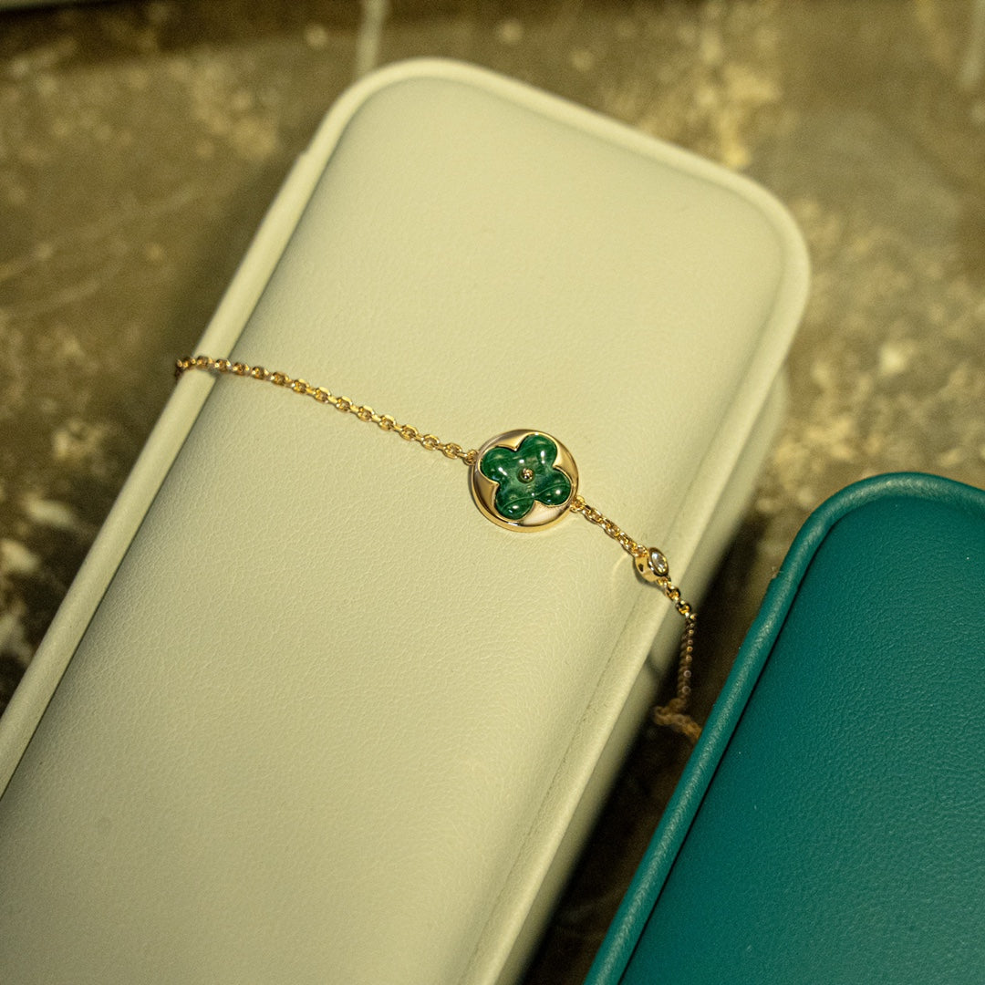 [Together Jewelry]SUN MALACHITE 1 DIAMOND PINK GOLD BRACELET