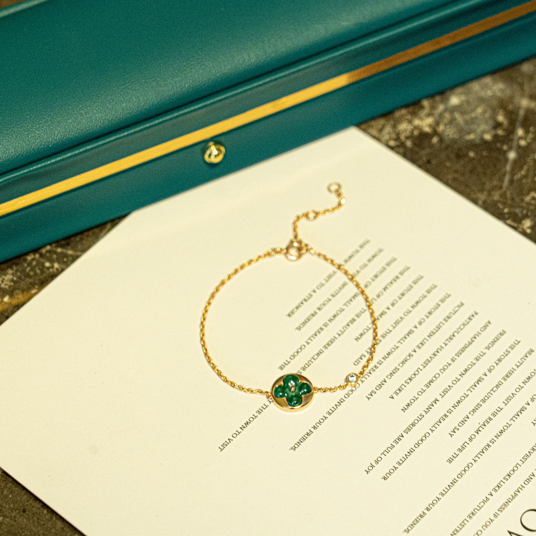[Together Jewelry]SUN MALACHITE 1 DIAMOND PINK GOLD BRACELET