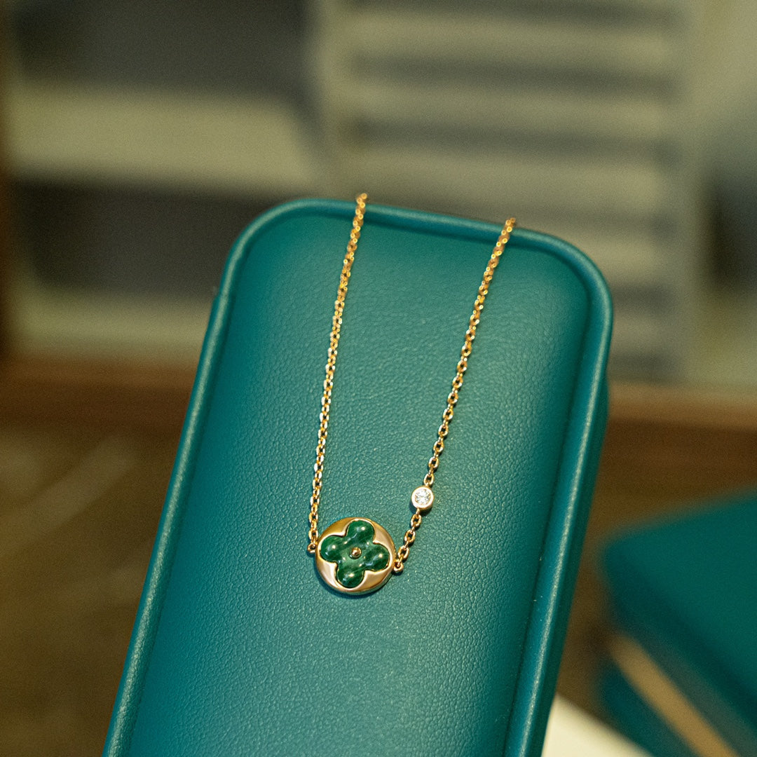 [Together Jewelry]SUN MALACHITE 1 DIAMOND PINK GOLD BRACELET