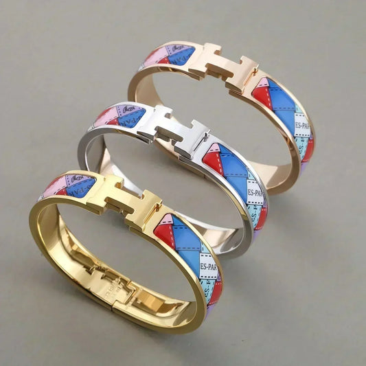 [Together Jewelry]H BRACELET DOTTED BORDER 12MM